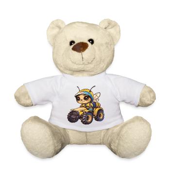 Bee Tractor Farmer - Teddy Bear - white - Front