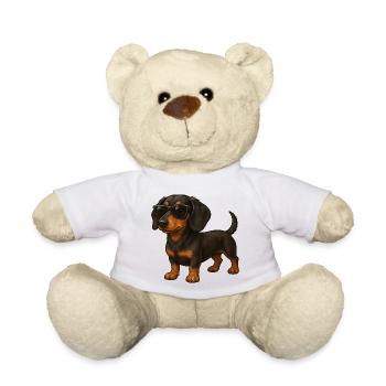 Cool Dachshund Cartoon Sun Glasses Dog - Teddy Bear - white - Front