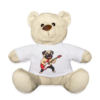 Cute Pug Clown Dog Guitar Musician Cartoon - Teddy Bear - white - Front