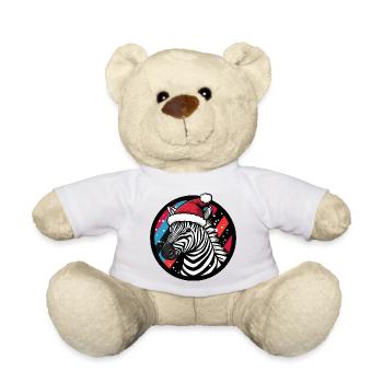 Zebra with Santa hat - Teddy Bear - white - Front