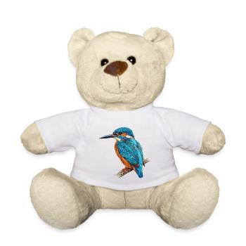 Martin-pêcheur brodé avec style naturel (imprimé) - Nounours - blanc - Devant