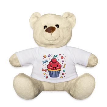Kawaii Cupcake mit Konfetti - Teddy - Weiß - Vorne