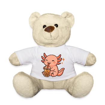 Axolotl with Bubble Tea kawaii Axolotl - Teddy Bear - white - Front