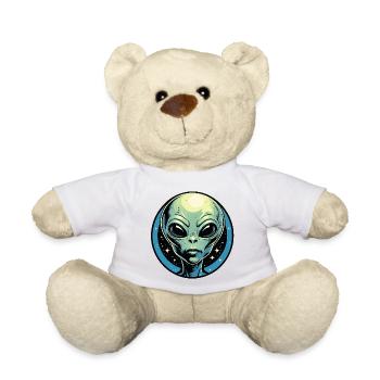 Alien Head in the Cosmic Circle - Teddy Bear - white - Front