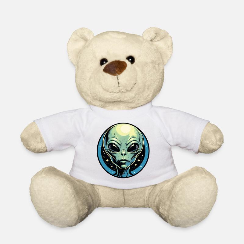 Alien Head in the Cosmic Circle - Teddy Bear - white