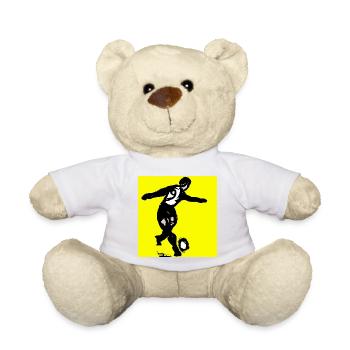 Soccer Silhouette on Bright Yellow - Teddy Bear - white - Front