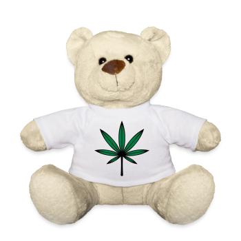 Cannabis / Marihuana / Hanfblatt (2C) - Teddy - Weiß - Vorne