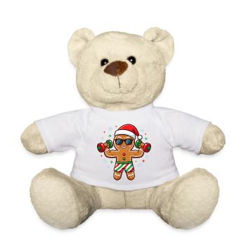 Christmas Gingerbread Man Weightlifting Fitness Student - Teddy Bear - white - Front