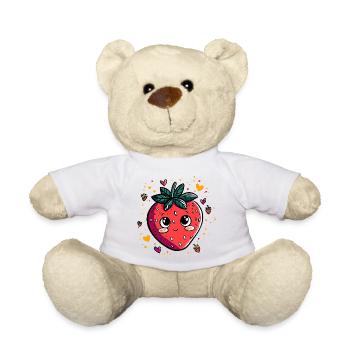 Fraise Kawaii - Nounours - blanc - Devant