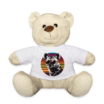 Sunglasses dog in neon retro - Teddy Bear - white - Front