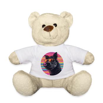 Lunettes de soleil en sanglier sauvage en rayures fluo - Nounours - blanc - Devant