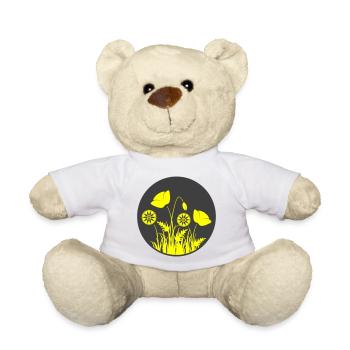 Yellow flowers in a circle - Teddy Bear - white - Front