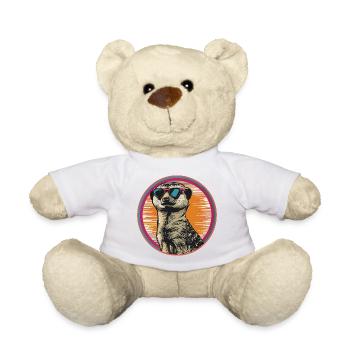 Suricate avec des lunettes de soleil rétro - Nounours - blanc - Devant