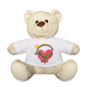 Schulkind Herz Regenbogen 2026 - Teddy - Weiß - Vorne