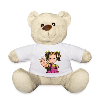 Arrêtez ! Dessin animé de la Fille en colère - Nounours - blanc - Devant