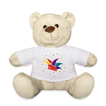 Narrenkappe mit Konfetti – Karneval & Fasching - Teddy - Weiß - Vorne