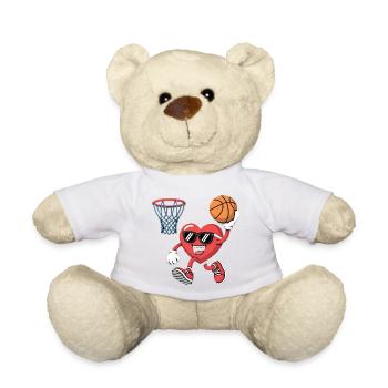 Lustiges Valentinstag-Basketballherz-Shirt für Jungen - Teddy - Weiß - Vorne