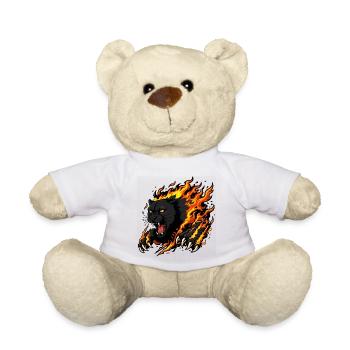 Schwarzer Panther in Flammen - Teddy - Weiß - Vorne