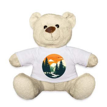Sunset in the forest landscape panorama - Teddy Bear - white - Front