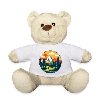 Wald Berge Natur Wandern Bergsteigen Motiv - Teddy - Weiß - Vorne