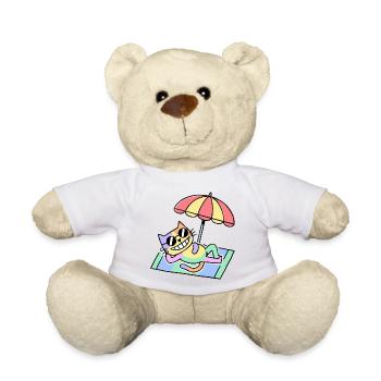Strandkatze Pop-Art Lounge unter Sonnenschirm - Teddy - Weiß - Vorne