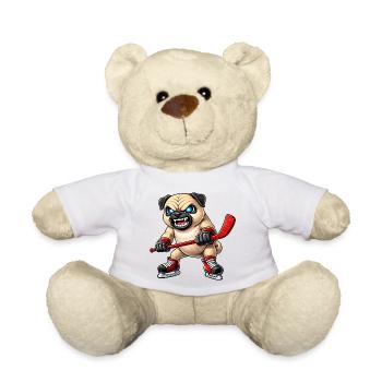 Süßer Mops Eishockeyspieler Cartoon Aggressiver Kä - Teddy Bear - white - Front