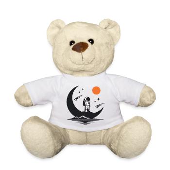 Minimalistischer Astronaut auf der Mondsichel - Teddy - Weiß - Vorne