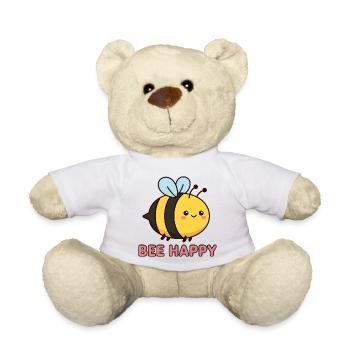 Bee Happy | Cute Kawaii Honey Bee Pun - Teddy Bear - white - Front