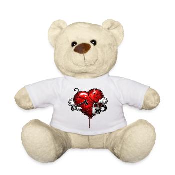 Vernarbtes Herz mit Schloss - Teddy - Weiß - Vorne