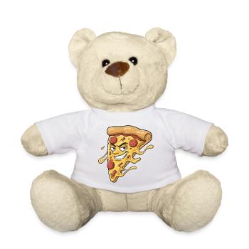 Pizza Slice with a cheeky grin - Teddy Bear - white - Front