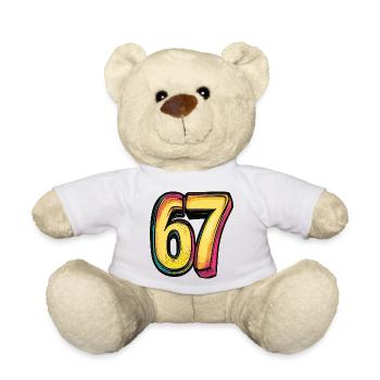 67 Number Colorful - Teddy Bear - white - Front