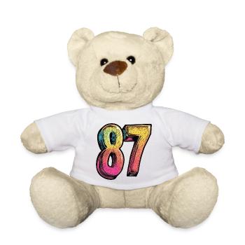 87 Number Colorful - Teddy Bear - white - Front