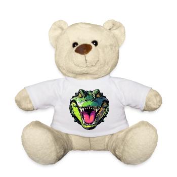 Tête de crocodile, bouche ouverte et dents pointues - Nounours - blanc - Devant
