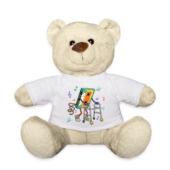 Kassettenband-Retro-80er-Musik-Spazierhilfe - Teddy - Weiß - Vorne