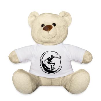 Surfer Man Silhouette - Teddy Bear - white - Front
