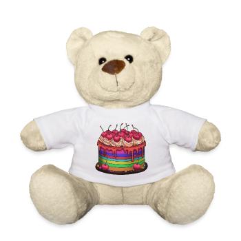 Regenbogenkuchen mit Kirschen - Teddy - Weiß - Vorne