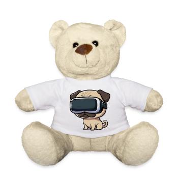 Süßer Mops Cartoon Hund Zocker Gamer Freund - Teddy - Weiß - Vorne