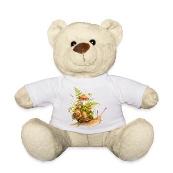 Snail with mushrooms forest illustration - Teddy Bear - white - Front