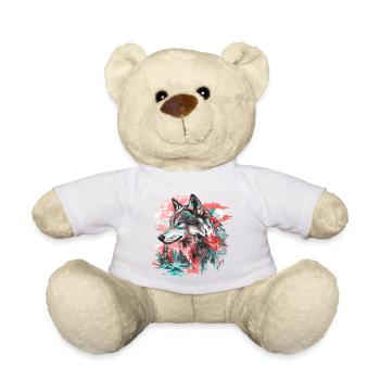 Wolf Wolf's Head Forest Nature Mountains Wilderness Colorful - Teddy Bear - white - Front