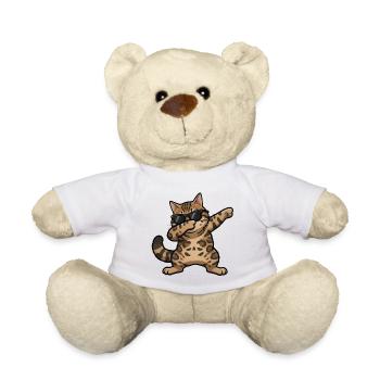 Dabbing Bengal Cat - Teddy Bear - white - Front