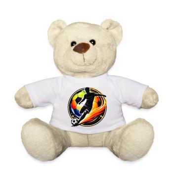 Soccer Shirt Player Silhouette Soccer Ball - Teddy Bear - white - Front