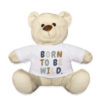Born Wild Boho Cute Minimalist Shirt - Teddy - Weiß - Vorne