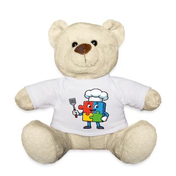 Puzzle Piece Chef Maskottchen - Teddy - Weiß - Vorne