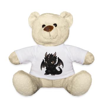 Black Dragon Chibi with Wings - Teddy Bear - white - Front