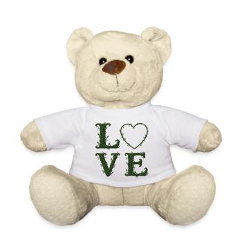 Love Nature - Typographie Végétale et Coeur - Nounours - blanc - Devant