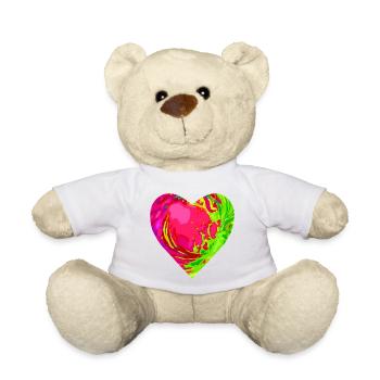 Psychedelisches Herzfarben Muster - Teddy - Weiß - Vorne