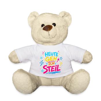 Heute geh ich steil – Party Spruch Shirt Neon  - Teddy - Weiß - Vorne