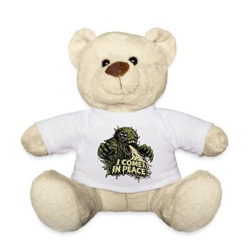 Chemise de monstre extraterrestre Je viens en paix - Nounours - blanc - Devant