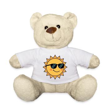 Laughing sun sweet smile with sunglasses - Teddy Bear - white - Front