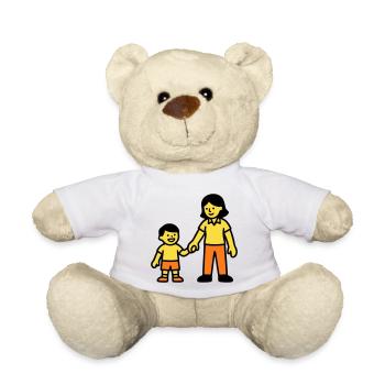Logo de la main de l’enfant de l’enseignante de maternelle - Nounours - blanc - Devant